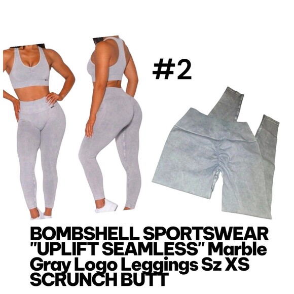 BOMBSHELL "UPLIFT" SPORTSWEAR Sz XS Scrunch Butt Workout Seamless Leggings Gray - Picture 1 of 6